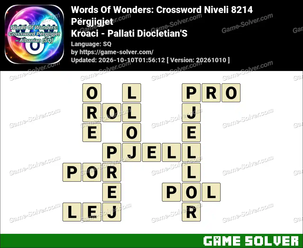 Words Of Wonders: Crossword Niveli 8214 Përgjigjet – Kroaci – Pallati Diocletian’S